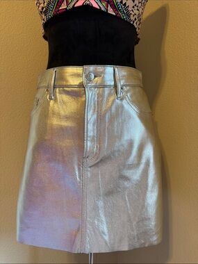 Express Metallic Silver Mini Skirt